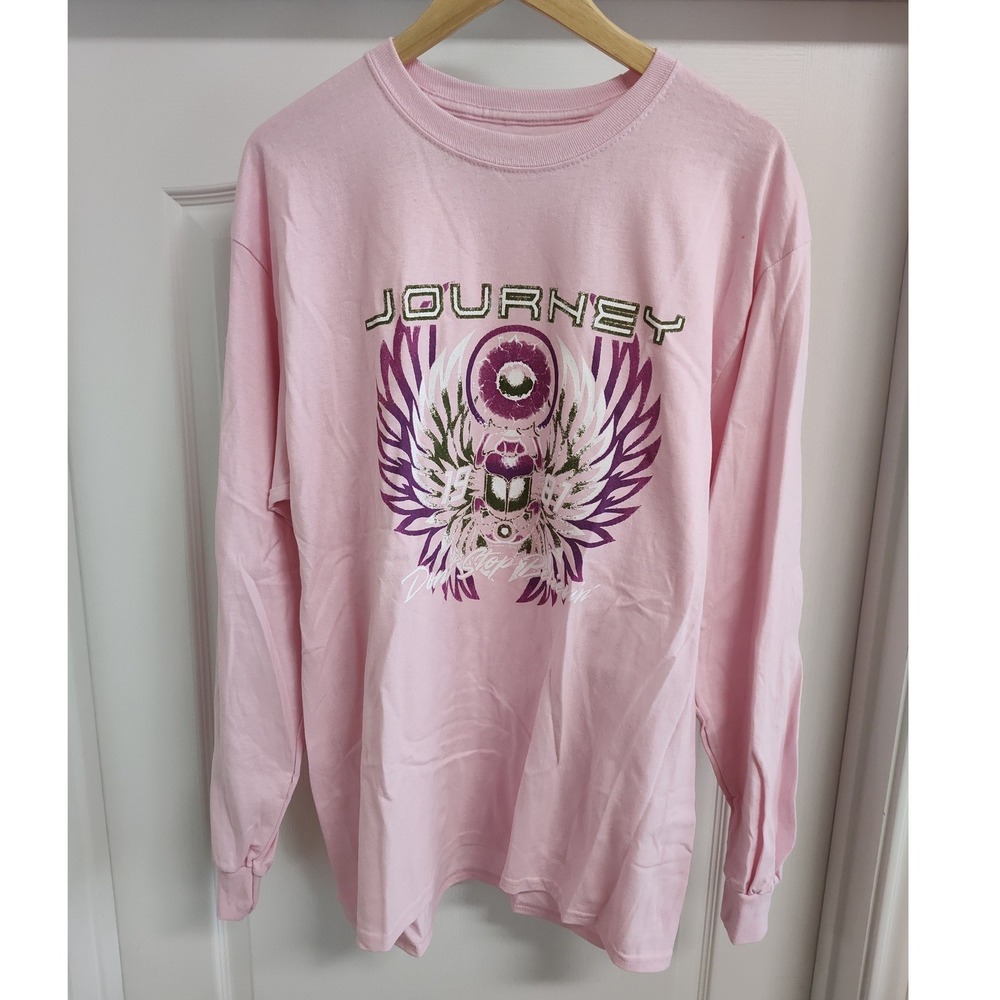 Journey Pink Long Sleeve Graphic T-Shirt Dont Stop Believin Scarab Large L